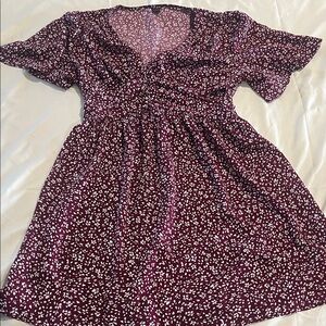 SHEIN Plum Dress with White Floral Design